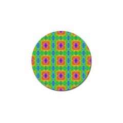 Groovy Purple Green Blue Orange Square Pattern Golf Ball Marker by BrightVibesDesign