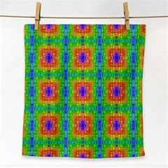 Groovy Purple Green Blue Orange Square Pattern Face Towel by BrightVibesDesign