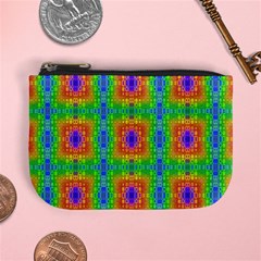 Groovy Purple Green Blue Orange Square Pattern Mini Coin Purse