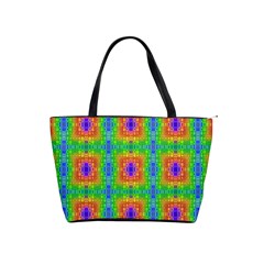 Groovy Purple Green Blue Orange Square Pattern Classic Shoulder Handbag by BrightVibesDesign