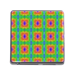 Groovy Purple Green Blue Orange Square Pattern Memory Card Reader (square 5 Slot) by BrightVibesDesign