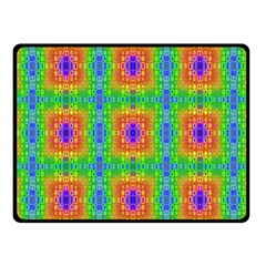 Groovy Purple Green Blue Orange Square Pattern Fleece Blanket (small) by BrightVibesDesign