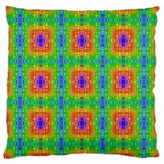 Groovy Purple Green Blue Orange Square Pattern Large Cushion Case (one Side) by BrightVibesDesign