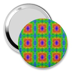 Groovy Purple Green Blue Orange Square Pattern 3  Handbag Mirrors by BrightVibesDesign