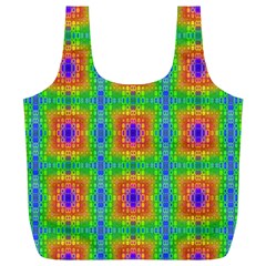 Groovy Purple Green Blue Orange Square Pattern Full Print Recycle Bag (xl)