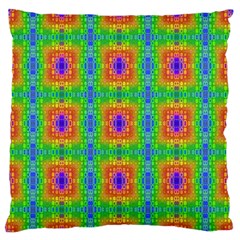 Groovy Purple Green Blue Orange Square Pattern Large Flano Cushion Case (one Side) by BrightVibesDesign