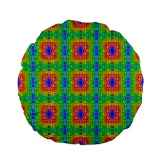 Groovy Purple Green Blue Orange Square Pattern Standard 15  Premium Flano Round Cushions