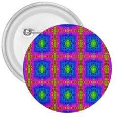 Groovy Pink Blue Yellow Square Pattern 3  Buttons by BrightVibesDesign