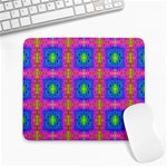 Groovy Pink Blue Yellow Square Pattern Large Mousepads Front