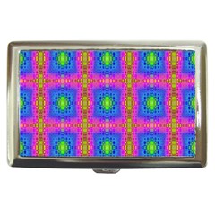 Groovy Pink Blue Yellow Square Pattern Cigarette Money Case