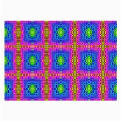 Groovy Pink Blue Yellow Square Pattern Large Glasses Cloth by BrightVibesDesign