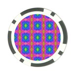 Groovy Pink Blue Yellow Square Pattern Poker Chip Card Guard Front