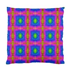 Groovy Pink Blue Yellow Square Pattern Standard Cushion Case (one Side) by BrightVibesDesign