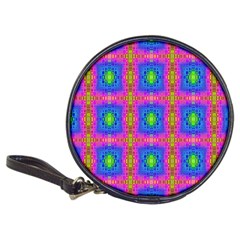 Groovy Pink Blue Yellow Square Pattern Classic 20-cd Wallets by BrightVibesDesign