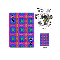 Groovy Pink Blue Yellow Square Pattern Playing Cards 54 Designs (mini) by BrightVibesDesign