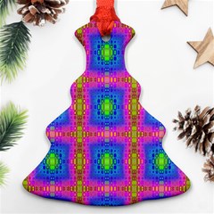 Groovy Pink Blue Yellow Square Pattern Ornament (christmas Tree) 