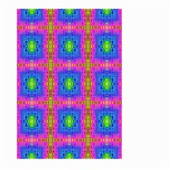 Groovy Pink Blue Yellow Square Pattern Large Garden Flag (two Sides) by BrightVibesDesign