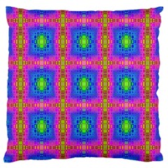 Groovy Pink Blue Yellow Square Pattern Large Cushion Case (two Sides)