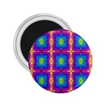 Groovy Blue Pink Yellow Square Pattern 2.25  Magnets Front