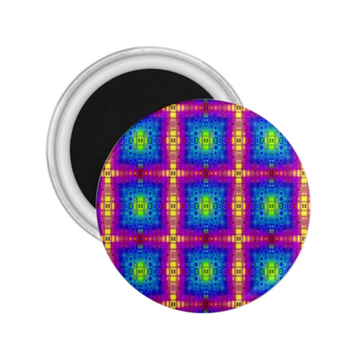 Groovy Blue Pink Yellow Square Pattern 2.25  Magnets