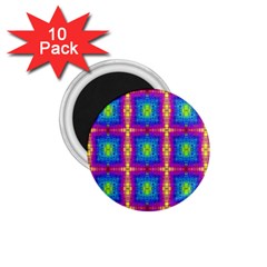 Groovy Blue Pink Yellow Square Pattern 1 75  Magnets (10 Pack)  by BrightVibesDesign