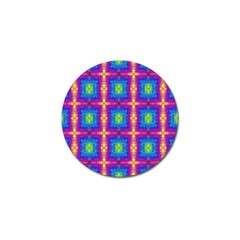 Groovy Blue Pink Yellow Square Pattern Golf Ball Marker (4 Pack) by BrightVibesDesign