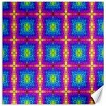 Groovy Blue Pink Yellow Square Pattern Canvas 12  x 12  11.4 x11.56  Canvas - 1