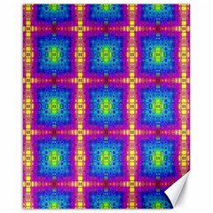 Groovy Blue Pink Yellow Square Pattern Canvas 16  X 20  by BrightVibesDesign