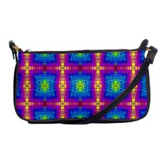 Groovy Blue Pink Yellow Square Pattern Shoulder Clutch Bag by BrightVibesDesign