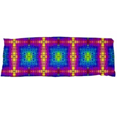 Groovy Blue Pink Yellow Square Pattern Body Pillow Case (dakimakura) by BrightVibesDesign