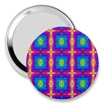 Groovy Blue Pink Yellow Square Pattern 3  Handbag Mirrors Front