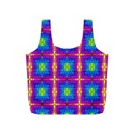 Groovy Blue Pink Yellow Square Pattern Full Print Recycle Bag (S) Front