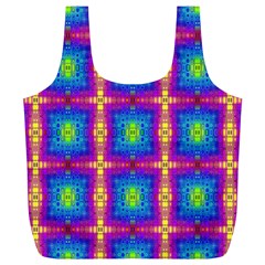 Groovy Blue Pink Yellow Square Pattern Full Print Recycle Bag (xl)