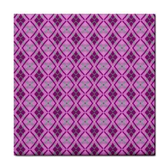 Argyle Large Pink Pattern Tile Coasters by BrightVibesDesign