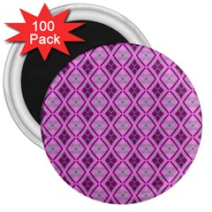 Argyle Large Pink Pattern 3  Magnets (100 Pack) by BrightVibesDesign