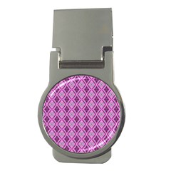 Argyle Large Pink Pattern Money Clips (round)  by BrightVibesDesign