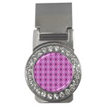 Argyle Large Pink Pattern Money Clips (CZ)  Front