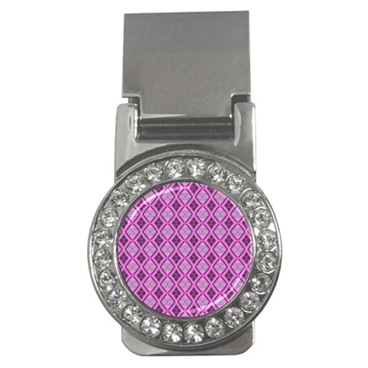 Argyle Large Pink Pattern Money Clips (CZ) 