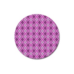 Argyle Large Pink Pattern Magnet 3  (round) by BrightVibesDesign