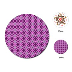 Argyle Large Pink Pattern Playing Cards Single Design (round) by BrightVibesDesign