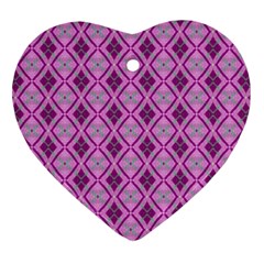 Argyle Large Pink Pattern Heart Ornament (two Sides) by BrightVibesDesign