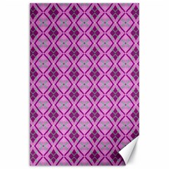 Argyle Large Pink Pattern Canvas 24  X 36  by BrightVibesDesign