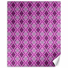 Argyle Large Pink Pattern Canvas 11  X 14  by BrightVibesDesign