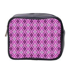 Argyle Large Pink Pattern Mini Toiletries Bag (two Sides) by BrightVibesDesign