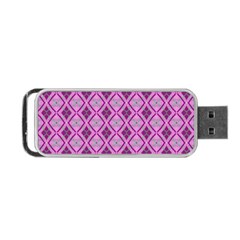 Argyle Large Pink Pattern Portable Usb Flash (two Sides) by BrightVibesDesign