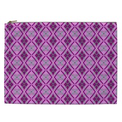 Argyle Large Pink Pattern Cosmetic Bag (xxl) by BrightVibesDesign