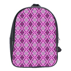 Argyle Large Pink Pattern School Bag (xl) by BrightVibesDesign