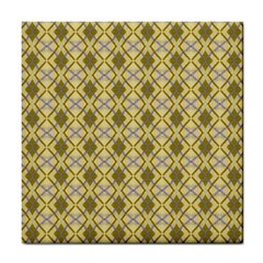 Argyle Large Yellow Pattern Tile Coasters by BrightVibesDesign