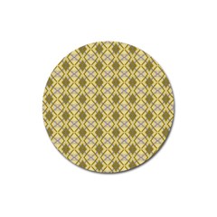 Argyle Large Yellow Pattern Magnet 3  (round) by BrightVibesDesign