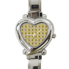 Argyle Large Yellow Pattern Heart Italian Charm Watch by BrightVibesDesign